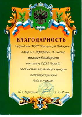 Награда — Дружба